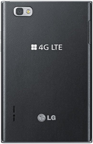 LG Intuition smartphone, rear view, showing dark textured back with camera and "4G LTE" branding