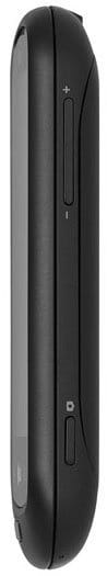 LG Quantum phone shown from the side, displaying its thin black casing with vertical controls and ports along the edge