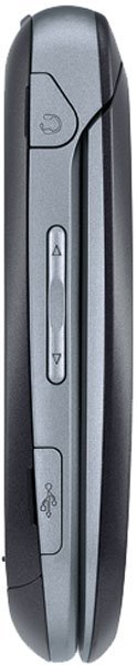 LG Revere flip phone, closed, showing front with silver and dark gray exterior and button panel
