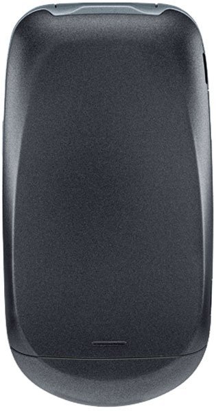 LG Revere front view, closed flip phone in dark gray with rounded edges and textured surface