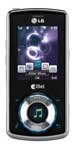 LG Rhythm mobile phone, front view, with dark screen displaying home interface and circular navigation dial below