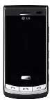 LG Secret phone, front view, displaying black screen with silver trim and controls