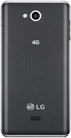 LG Spirit 4G smartphone, rear view, showing dark textured back with camera lens and LG logo