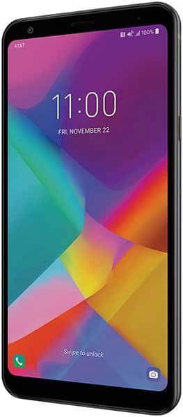 LG Stylo 5+ smartphone, front view, displaying colorful gradient wallpaper with time 11:00 and date Friday, November 22