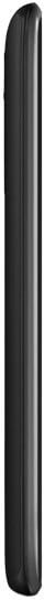LG Tribute 5 side view, black smartphone with rounded edges and curved back