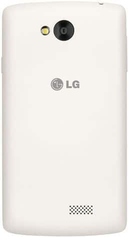 LG Tribute rear view, white back with camera and speaker grille visible