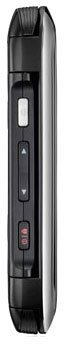 LG Genesis side view showing closed flip phone with silver and black exterior and control buttons
