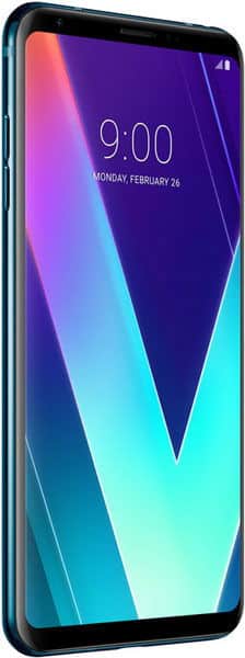 LG V30S ThinQ front view displaying colorful gradient wallpaper and 9:00 time on screen