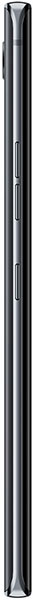 LG Velvet smartphone, side view, black finish with curved edges and vertical ribbed pattern