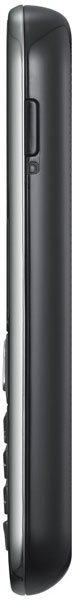 Samsung Chat 322 phone shown from the side, displaying its narrow rectangular profile and physical keypad