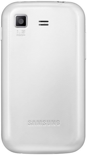Samsung Chat 322 rear view, white device with camera and Samsung branding on back