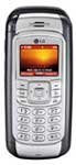 LG VX-9800 mobile phone, front view, with small screen displaying orange graphic and numeric keypad below