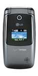 LG VX5400 flip phone, front view, with silver exterior and small blue screen display