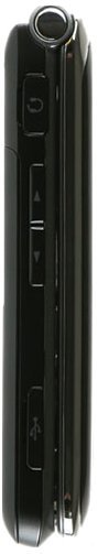 LG Wine II flip phone, front view, closed, showing narrow rectangular black exterior with branded spine