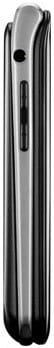 LG Wine III flip phone, closed position, front view showing silver and black exterior with buttons on spine