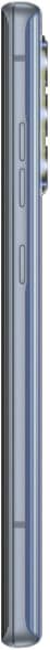 LG Wing smartphone shown from the side, displaying its elongated vertical form factor with a dark gray frame and blue-tinted screen area