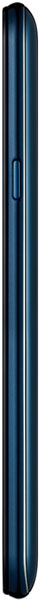 LG X Power 3 smartphone shown from the side, displaying its elongated black body with blue accents