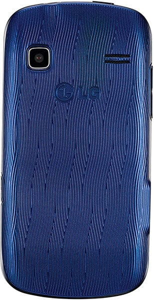 LG Xpression rear view, blue textured back panel with camera and speaker visible