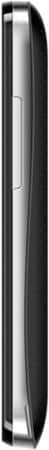 Micromax A34 smartphone shown from the side profile, displaying its thin black body and frame design
