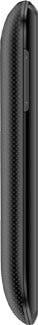 Micromax Bolt A37B phone, side view, showing slim black device with textured surface