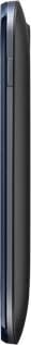 Micromax Bolt A47 phone, side view, showing thin profile with dark casing and curved edges