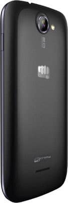 Micromax Bolt A47 rear view, black smartphone with camera lens and speaker visible