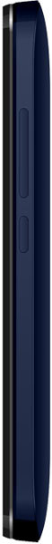 Micromax Bolt AD4500 phone, side view showing dark blue body with power button and volume controls
