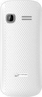 Micromax X096 phone, rear view, white with textured surface and camera lens visible