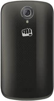 Micromax x337 rear view, black phone showing camera lens and logo