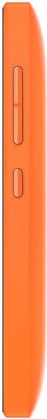 Microsoft Lumia 435 side view, orange phone with volume and power buttons visible