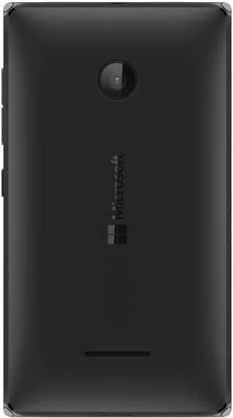 Microsoft Lumia 532 rear view, black phone with camera lens and Microsoft branding visible
