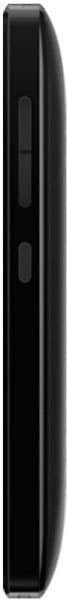 Microsoft Lumia 532, side view, black smartphone with rounded edges and volume controls visible on the left edge