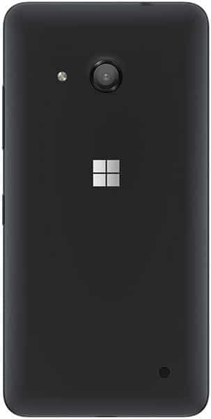 Microsoft Lumia 550 rear view, black smartphone with camera lens and Windows logo visible