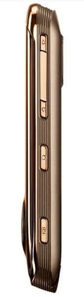 Motorola Ming A1680 side view, showing vertical ribbed design with multiple button controls along the edge