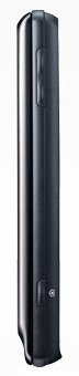 Motorola Droid 2 side view, showing the narrow black phone with a vertical slider keyboard partially visible along its edge