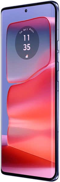 Motorola Edge 50 Pro front view displaying a colorful gradient wallpaper with time 11:35 on screen