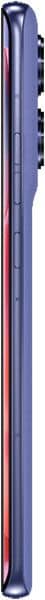 Motorola Edge 50 Pro shown from the side, displaying its slim blue body with a red accent stripe running along the edge