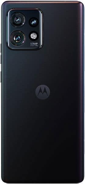Motorola Edge+ (2023) rear view showing quad camera system and Motorola logo on black background