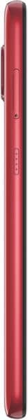 Motorola Moto E7 rear view, red finish, showing back panel and side profile