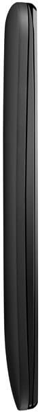 Motorola Moto G side view, slim black smartphone with curved edges and single vertical stripe down the back