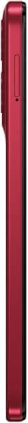 Motorola Moto G05 smartphone shown from the side in deep red, displaying the power button and volume controls