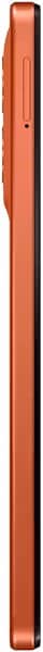 Motorola Moto G06 phone shown from the side, displaying its orange-red body and profile edges