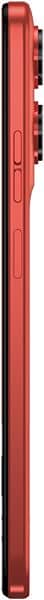 Motorola Moto G35 smartphone shown from the side in red, displaying camera and button placement