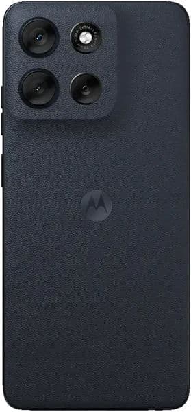 Motorola Moto G56 rear view, charcoal black with quad camera setup and textured back