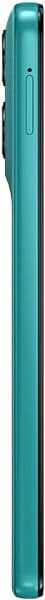 Motorola Moto G57 Power side view, teal finish, showing volume and power buttons along the edge