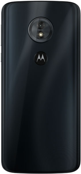 Motorola Moto G6 Play rear view, black phone with camera and LED flash