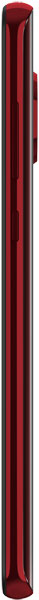 Motorola Moto G7 Plus smartphone viewed from the side, showing the red and black chassis with volume and power buttons along the edge