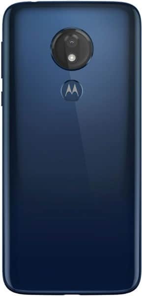 Motorola Moto G7 Power rear view, dark blue back with circular camera lens and Motorola logo