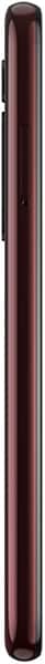 Motorola Moto G8 Plus rear view, dark burgundy finish with camera and flash module visible along the spine