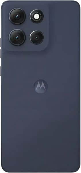 Motorola Moto G86 Power rear view, dark blue phone with quad camera setup and Motorola logo visible
